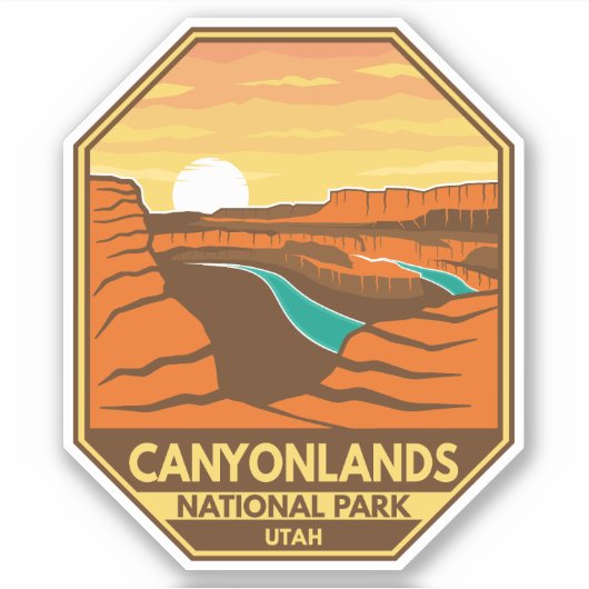 Canyonlands Nationaal Park Sunset Retro Emblem Sticker (Voorkant)