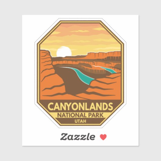 Canyonlands Nationaal Park Sunset Retro Emblem Sticker (Vel)