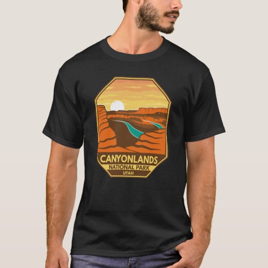 Canyonlands Nationaal Park Sunset Retro Emblem T-shirt (Voorkant)