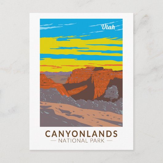Canyonlands National Park Moab Travel Art Vintage Briefkaart (Voorkant)