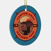 Canyonlands National Park Retro Compass Embleem Keramisch Ornament (Rechts)