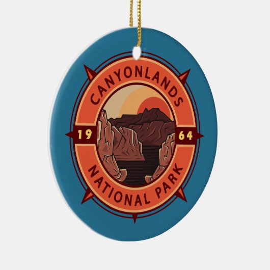Canyonlands National Park Retro Compass Embleem Keramisch Ornament (Rechts)