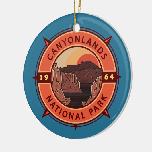 Canyonlands National Park Retro Compass Embleem Keramisch Ornament (Links)