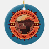 Canyonlands National Park Retro Compass Embleem Keramisch Ornament (Achterkant)