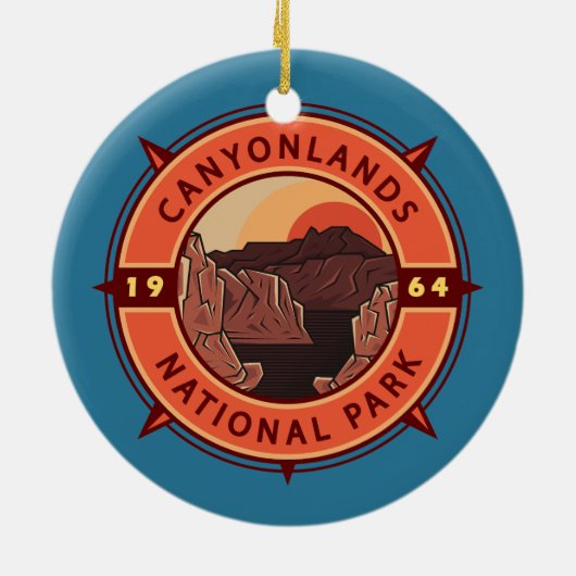 Canyonlands National Park Retro Compass Embleem Keramisch Ornament (Achterkant)