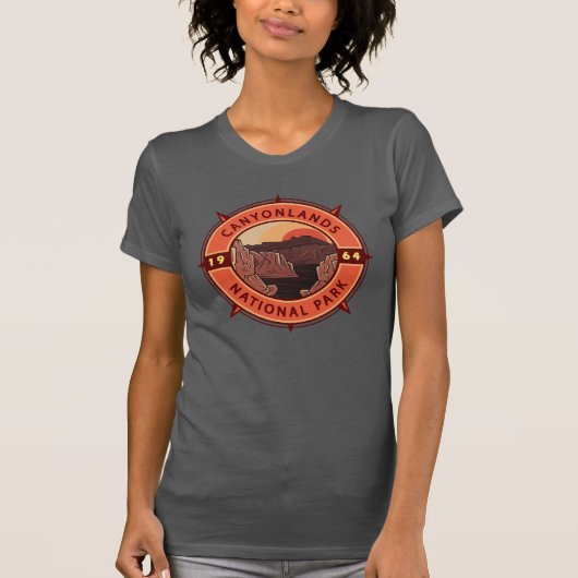 Canyonlands National Park Retro Compass Embleem T-shirt (Voorkant)