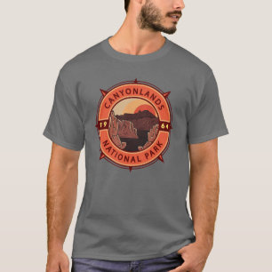 Canyonlands National Park Retro Compass Embleem T-shirt