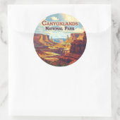 Canyonlands National Park Utah Moab Retro Ronde Sticker (Tas)