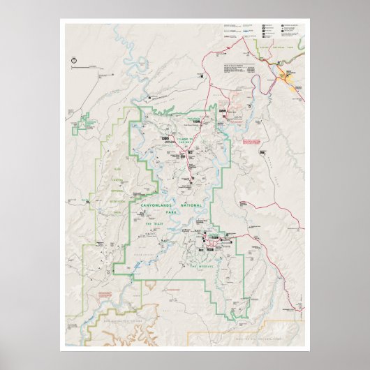 Canyonlands (Utah) plattegrond poster (Voorkant)