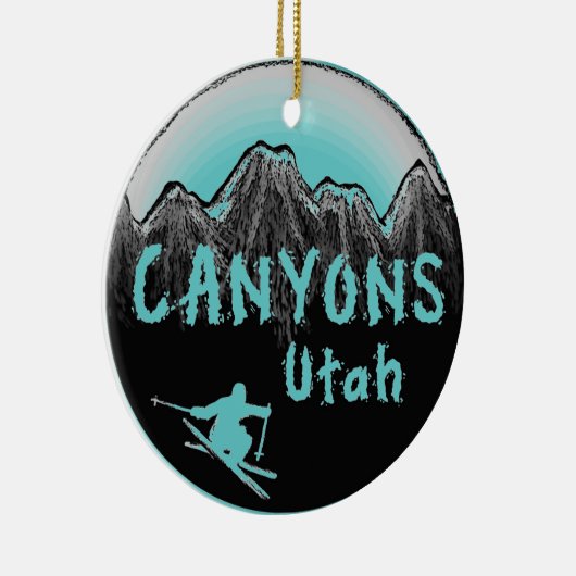 Canyons Utah skier Keramisch Ornament (Rechts)