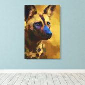 Cão Selvagem Africano Arte Canvas Afdruk (Insitu (Houten vloer))
