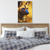 Cão Selvagem Africano Arte Canvas Afdruk (Insitu (Slaapkamer))