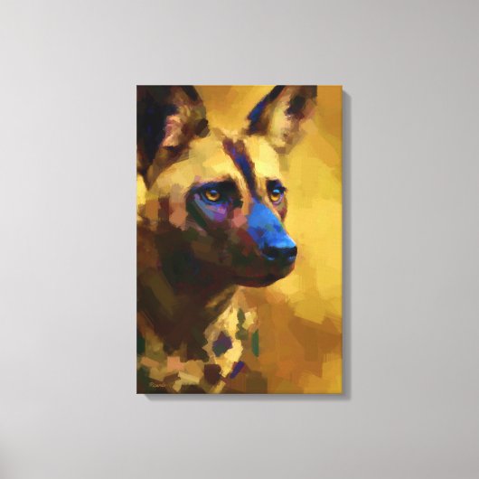 Cão Selvagem Africano Arte Canvas Afdruk (Voorkant)