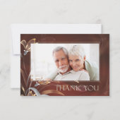 Caoba Gold Floral Jubileum Hartelijk dank Bedankkaart (Voorkant)