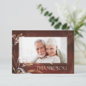 Caoba Gold Floral Jubileum Hartelijk dank Bedankkaart (Staand voorkant)