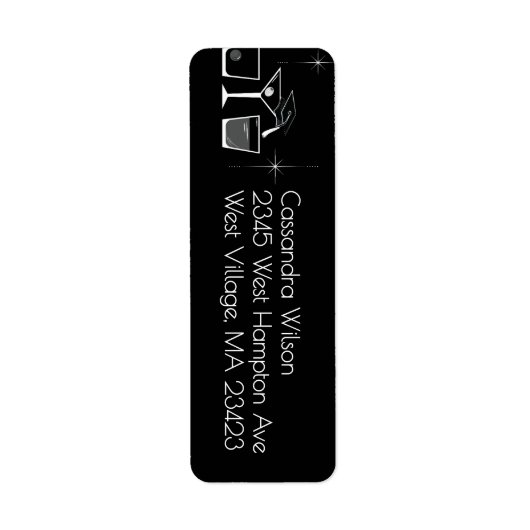 Cap and Cocktail Graduation Party Black Etiket (Voorkant)