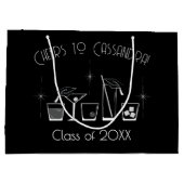 Cap and Cocktail Graduation Party Black Groot Cadeauzakje (Achterkant)