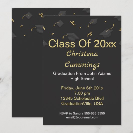 Cap & Confetti Graduation Kaart (Voorkant / Achterkant)