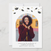 Cap confetti graduation party invitation kaart (Achterkant)