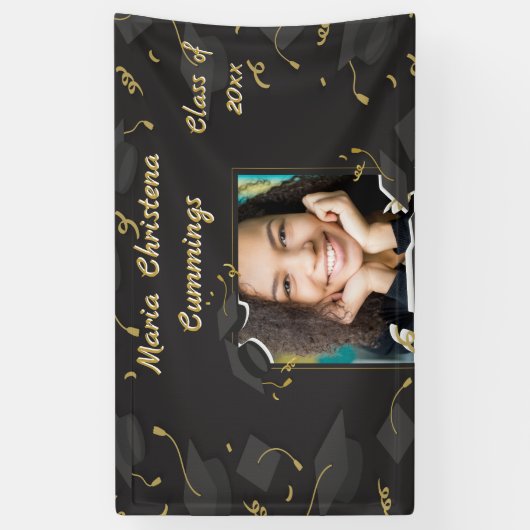 Cap & Confetti Graduation Spandoek (Verticaal)
