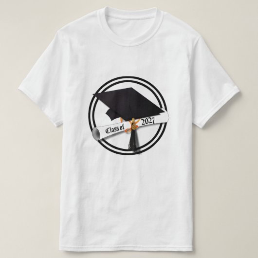 Cap Diploma Class of 2027 Graduation T-shirt (Design voorkant)