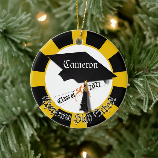 Cap Diploma Class of 2027 Photo Graduation Keramisch Ornament (Boom)
