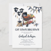 Cap Gown BBQ Down Graduation Kaart (Voorkant)