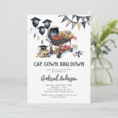 Cap Gown BBQ Down Graduation Kaart (Staand voorkant)