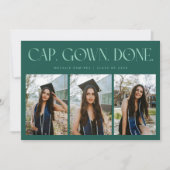 Cap. Gown. Done. Multi Foto Groene Afstuderen Aankondiging (Voorkant)