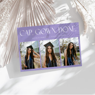 Cap. Gown. Done. Multi Foto Paarse Afstuderen Aankondiging