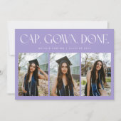 Cap. Gown. Done. Multi Foto Paarse Afstuderen Aankondiging (Voorkant)