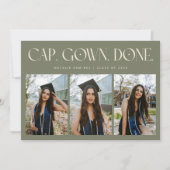 Cap. Gown. Done. Multi Foto Salie Groen Afstuderen Aankondiging (Voorkant)