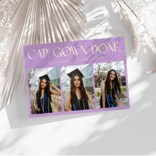 Cap. Gown. Done. Multi Foto Wisteria Afstuderen Aankondiging