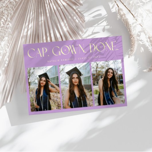 Cap. Gown. Done. Multi Foto Wisteria Afstuderen Aankondiging
