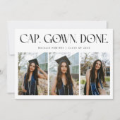 Cap. Gown. Done. Multi Photo White Graduation Aankondiging (Voorkant)
