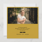 Cap Toss Black & Gold Graduation Announcement Kaart (Achterkant)