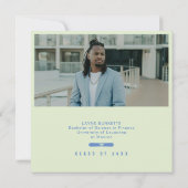 Cap Toss Blue & Green Graduation Announcement Kaart (Achterkant)