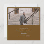 Cap Toss Brown & Silver Graduation Announcement Kaart (Achterkant)