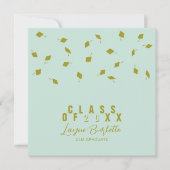 Cap Toss Olive & Sage Graduation Announcement Kaart (Voorkant)
