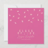 Cap Toss Pink & Blush Graduation Announcement Kaart (Voorkant)