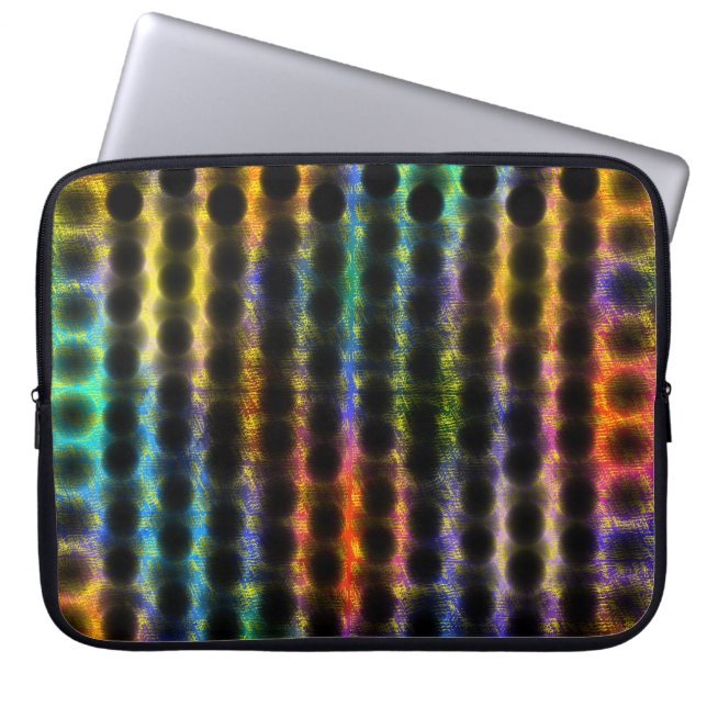 Capa colorida e muito bolada, bolinhas pretas.... laptop sleeve (Voorkant)
