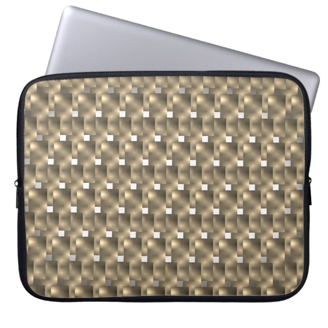 Capa de Laptop, quadrados brancos e placas marrom Laptop Sleeve (Voorkant)