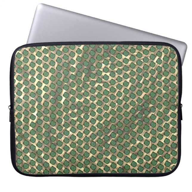 Capa de Laptop, quadriculos verdes sobre marrom Laptop Sleeve (Voorkant)