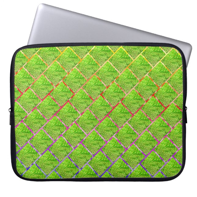 Capa de laptop, quadros verde amadurecido e linhas laptop sleeve (Voorkant)
