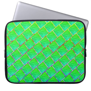 Capa de Laptop, quadros verde azulados, e linhas Laptop Sleeve