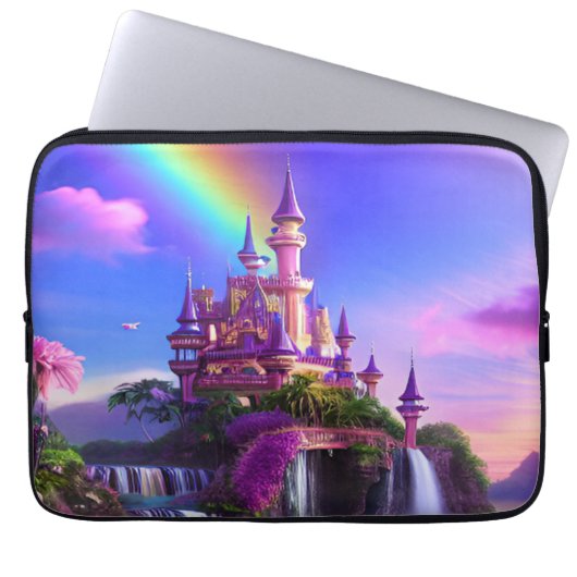 Capa para laptop com paisagem mágica de castelo laptop sleeve (Voorkant)