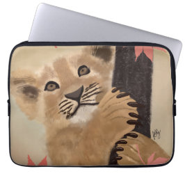 Capa para laptop filhote de leão brincando sleeve