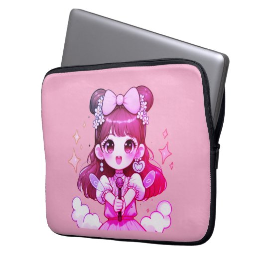 capa para laptop garota kpop cantora desenho laptop sleeve (Voorkant Links)