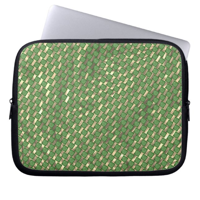 Capa para laptop torto? Verde e marrom, placas.... Laptop Sleeve (Voorkant)
