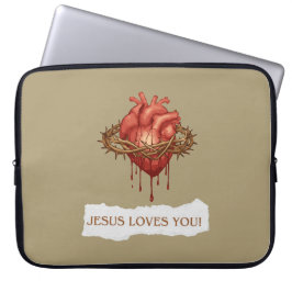 Capa para Portátil com Frase "Jesus Ama Você" Laptop Sleeve